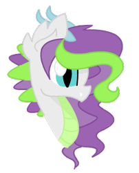 Size: 342x423 | Tagged: safe, artist:kaatseye, derpibooru import, oc, oc only, dracony, hybrid, bust, female, interspecies offspring, offspring, parent:rarity, parent:spike, parents:sparity, simple background, solo, transparent background