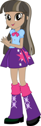 Size: 1477x4567 | Tagged: safe, artist:starryshineviolet, derpibooru import, edit, twilight sparkle, human, equestria girls, g4, brown eyes, brown hair, brunette, clothes, cutie mark, cutie mark on clothes, dark skin, female, full body, high res, human coloration, natural eye color, natural hair color, realism edits, shirt, shoes, simple background, skirt, socks, solo, stars, stock vector, transparent background, vector, vector edit