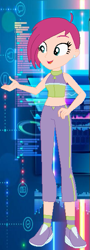 Size: 211x588 | Tagged: safe, artist:selenaede, artist:unicorngirl06, derpibooru import, technicolor waves, human, equestria girls, barely eqg related, base used, clothes, crossover, ear piercing, earring, equestria girls style, equestria girls-ified, jewelry, open mouth, open smile, pants, piercing, shoes, smiling, sneakers, tanktop, tecna, winx club