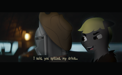 Size: 1950x1200 | Tagged: safe, artist:prixy05, derpibooru import, screencap, applejack, earth pony, pony, caption, din djarin, mandalorian, star wars, text, the mandalorian