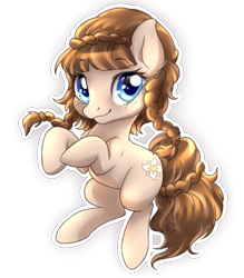 Size: 836x956 | Tagged: safe, artist:tokokami, derpibooru import, oc, oc only, oc:connie bloom, earth pony, pony, earth pony oc, euro bronycon, eyebrows, eyebrows visible through hair, looking at you, mascot, simple background, smiling, smiling at you, solo, transparent background