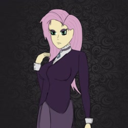 Size: 2880x2880 | Tagged: safe, artist:theapplequeen1, derpibooru import, fluttershy, human, eyeshadow, fluttergoth, goth, humanized, makeup, solo