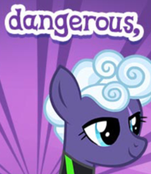 Size: 417x478 | Tagged: safe, derpibooru import, rolling thunder, pegasus, pony, clothes, cropped, dangerous, english, female, gameloft, mare, meme, mobile game, my little pony: magic princess, official, scar, solo, text, uniform, washouts uniform, wow! glimmer