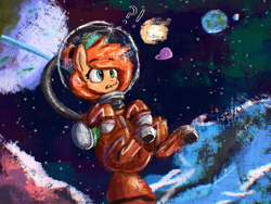 Size: 1000x750 | Tagged: safe, artist:phutashi, derpibooru import, oc, oc only, oc:rusty gears, pony, solo, space, spacesuit