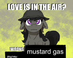 Size: 1864x1505 | Tagged: safe, artist:reddthebat, derpibooru import, octavia melody, earth pony, pony, female, helmet, mare, meme, mustard gas, solo, sternocleidomastoid, this will end in death, world war i