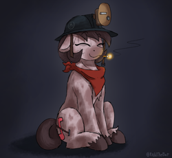 Size: 2421x2224 | Tagged: safe, artist:reddthebat, derpibooru import, oc, oc only, oc:number nine, earth pony, pony, bandana, cigarette, female, happy, helmet, mare, smoking, solo