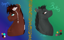 Size: 4000x2500 | Tagged: safe, artist:loopina, derpibooru import, oc, oc only, oc:amar, oc:brutus, pony, saddle arabian, bust, gradient background, male, portrait, stallion