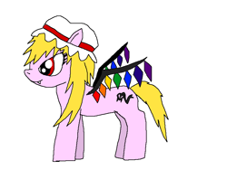 Size: 800x600 | Tagged: safe, artist:blaster757, derpibooru import, bat pony, pony, female, flandre scarlet, mare, ponified, simple background, solo, touhou, white background