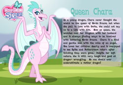 Size: 3014x2102 | Tagged: safe, artist:aleximusprime, derpibooru import, oc, oc:queen chara, dragon, flurry heart's story, bio, child bearing hips, dragon oc, dragoness, female, mother, non-pony oc, spike's family, spike's mother, story included, wide hips