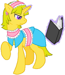 Size: 256x298 | Tagged: safe, artist:thecompleteanimorph, derpibooru import, pony, unicorn, alice margatroid, book, female, headband, mare, ponified, simple background, solo, touhou, transparent background