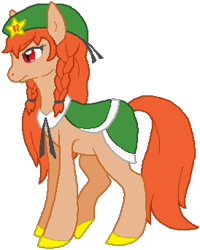 Size: 274x343 | Tagged: safe, artist:thecompleteanimorph, derpibooru import, pony, female, hat, hong meiling, mare, ponified, simple background, solo, touhou, transparent background