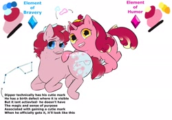 Size: 2048x1431 | Tagged: safe, artist:magoconut, derpibooru import, pony, unicorn, alternate elements of harmony, alternate universe, birth mark, colt, crossover, dipper pines, element of bravery, element of humor, female, filly, foal, gravity falls, mabel pines, male, siblings, simple background, twins, white background