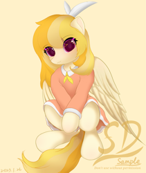 Size: 1759x2088 | Tagged: safe, artist:speedy dashie, derpibooru import, oc, oc only, pegasus, pony, clothes, cute, dress, female, sitting