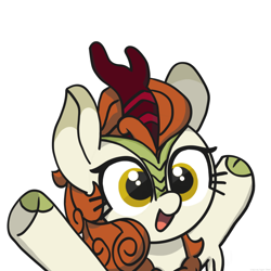 Size: 2048x2048 | Tagged: safe, artist:super-dead, derpibooru import, autumn blaze, kirin, awwtumn blaze, bust, cute, female, open mouth, open smile, simple background, smiling, solo, white background