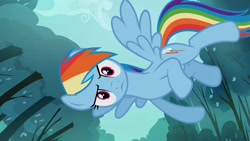 Size: 1920x1080 | Tagged: safe, derpibooru import, screencap, rainbow dash, pegasus, pony, sleepless in ponyville, 1080p, female, looking at you, mare, sideways image, solo