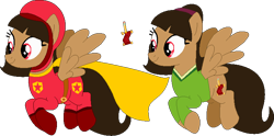 Size: 741x367 | Tagged: safe, artist:selenaede, artist:victorfazbear, derpibooru import, pegasus, pony, base used, becky botsford, cape, clothes, crossover, cutie mark, flying, gloves, ponified, shoes, simple background, smiling, superhero, superhero costume, transparent background, wordgirl