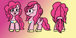 Size: 4000x2000 | Tagged: safe, artist:acria, derpibooru import, pinkie pie, pegasus, pony, gradient background, pegasus pinkie pie, race swap, solo