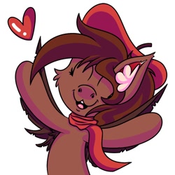 Size: 1024x1024 | Tagged: safe, artist:draconightmarenight, derpibooru import, oc, oc only, oc:autumn rosewood, pony, cel shading, ear fluff, ears, happy, heart, hug, monthly reward, shading, simple background, solo, sticker, white background