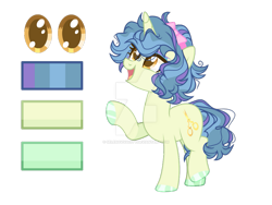 Size: 1031x775 | Tagged: safe, artist:selenavivacity, derpibooru import, oc, oc only, oc:classic bullet, unicorn, bow, colored hooves, colored pupils, deviantart watermark, female, hair bow, horn, magic, magic aura, magical lesbian spawn, mare, mascara, messy mane, obtrusive watermark, offspring, parent:bon bon, parent:lyra heartstrings, parents:lyrabon, reference sheet, simple background, solo, transparent background, unicorn oc, watermark