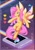 Size: 2480x3508 | Tagged: safe, artist:musicfirewind, derpibooru import, fluttershy, pegasus, pony, female, game boy, game cartridge, mare, nintendo, smiling, solo, spread wings, synthwave, wings