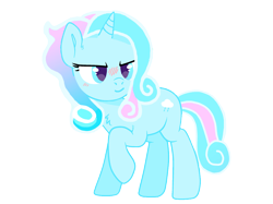 Size: 1890x1417 | Tagged: safe, derpibooru import, oc, oc only, oc:snowrainbow, pony, unicorn, 2023 community collab, blushing, chest fluff, derpibooru community collaboration, horn, raised hoof, raised leg, simple background, solo, transparent background, unicorn oc