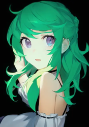 Size: 448x640 | Tagged: safe, derpibooru import, machine learning generated, wallflower blush, human, equestria girls, anime, black background, cute, female, simple background, solo