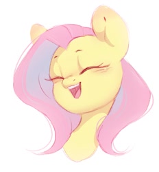 Size: 985x1062 | Tagged: safe, artist:melodylibris, derpibooru import, fluttershy, pegasus, pony, bust, cute, eyes closed, female, mare, open mouth, open smile, portrait, shyabetes, simple background, smiling, solo, white background