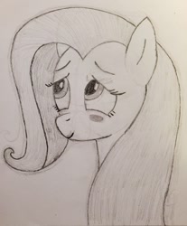 Size: 1060x1280 | Tagged: safe, anonymous artist, derpibooru import, fluttershy, pony, blushing, cute, shy, shyabetes, solo, traditional art