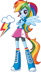 Size: 1826x3149 | Tagged: safe, derpibooru import, rainbow dash, human, equestria girls, .svg available, crossed arms, cutie mark, eyebrows, female, high res, looking at you, official, ponied up, rainbow dash's cutie mark, simple background, smiling, smiling at you, solo, spread wings, svg, transparent background, vector, wings