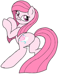 Size: 552x689 | Tagged: safe, artist:mondlichtkatze, artist:noi kincade, derpibooru import, oc, oc only, oc:annisa trihapsari, earth pony, pony, adorasexy, annibutt, butt, cute, earth pony oc, female, hair, hide and seek, long hair, long tail, looking at you, looking back, looking back at you, mare, pink body, pink eyes, pink hair, pink tail, plot, sexy, simple background, smiling, smiling at you, solo, tail, transparent background