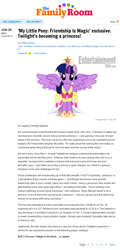 Size: 621x1291 | Tagged: safe, derpibooru import, twilight sparkle, twilight sparkle (alicorn), alicorn, pony, magical mystery cure, 2013, alicorn drama, article, entertainment weekly, female, it begins, looking at you, mare, pony history, smiling, solo, spread wings, text, watermark, wings