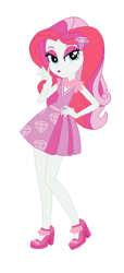 Size: 294x644 | Tagged: safe, artist:leahrow, artist:lordsfrederick778, artist:selenaede, derpibooru import, human, equestria girls, base used, clothes, clothes swap, cutie mark on clothes, diamond, diamond rose, dress, equestria girls style, equestria girls-ified, hand on hip, high heels, pink dress, recolor, shoes, simple background, solo, white background