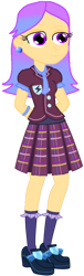 Size: 359x1187 | Tagged: safe, derpibooru import, oc, oc only, human, equestria girls, adora, bracelet, clothes, crystal prep academy, crystal prep academy uniform, crystal prep shadowbolts, cute, ear piercing, earring, female, hand behind back, jewelry, necktie, piercing, plaid skirt, school uniform, shirt, shoes, simple background, skirt, smiling, socks, solo, standing, transparent background