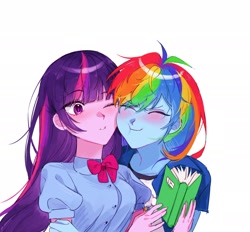 Size: 2048x1903 | Tagged: safe, artist:mlp_0523, derpibooru import, rainbow dash, twilight sparkle, human, equestria girls, book, cute, dashabetes, female, lesbian, shipping, simple background, twiabetes, twidash, white background