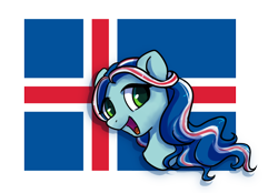 Size: 996x695 | Tagged: safe, artist:brella, derpibooru import, oc, oc only, pony, iceland, nation ponies, national flag, ponified, solo