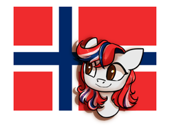 Size: 924x672 | Tagged: safe, artist:brella, derpibooru import, oc, oc only, pony, nation ponies, national flag, norway, ponified, solo