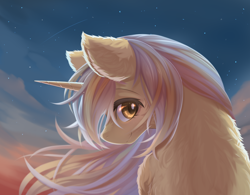 Size: 3200x2500 | Tagged: artist needed, safe, derpibooru exclusive, derpibooru import, oc, oc only, oc:flash meteor, pony, unicorn, looking at you, looking back, night, shooting star, stars