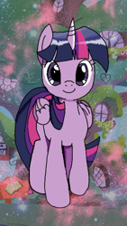 Size: 1215x2160 | Tagged: safe, color edit, derpibooru import, edit, twilight sparkle, twilight sparkle (alicorn), alicorn, pony, my little pony: the manga, colored, golden oaks library, solo, wallpaper