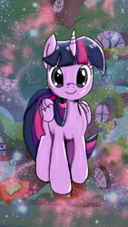 Size: 1215x2160 | Tagged: safe, color edit, derpibooru import, edit, twilight sparkle, twilight sparkle (alicorn), alicorn, pony, my little pony: the manga, colored, golden oaks library, solo, wallpaper