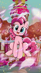 Size: 720x1280 | Tagged: safe, color edit, derpibooru import, edit, pinkie pie, earth pony, pony, my little pony: the manga, colored, solo, sugarcube corner, wallpaper