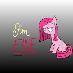 Size: 512x512 | Tagged: safe, artist:beepbeep, derpibooru import, pinkie pie, earth pony, pony, blatant lies, female, gradient background, mare, pinkamena diane pie, solo