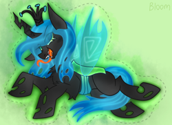 Size: 900x650 | Tagged: safe, artist:bloommoonbeam, derpibooru import, queen chrysalis, changeling, tongue, tongue out