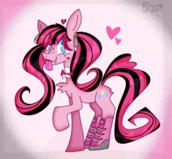 Size: 1428x1317 | Tagged: safe, artist:bloommoonbeam, derpibooru import, pinkie pie, earth pony, pony, draculaura, heart, monster high, tongue, tongue out