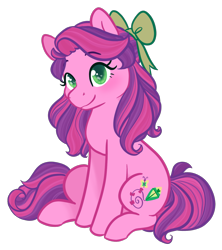 Size: 1280x1439 | Tagged: source needed, safe, artist:howdyhorsey, derpibooru import, skywishes, earth pony, pony, g3, bow, female, hair bow, mare, simple background, sitting, solo, transparent background