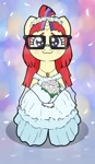 Size: 750x1300 | Tagged: safe, alternate version, artist:kumakum, moondancer, pony, unicorn, bouquet, cute, dancerbetes, female, flower, flower in hair, looking at you, mare, marriage, smiling, smiling at you, solo, wedding, wedding dress, wholesome