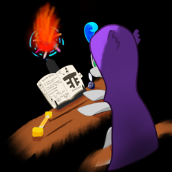 Size: 2048x2048 | Tagged: safe, artist:knife smile, derpibooru import, oc, oc only, oc:knife smile, pony, black background, book, cloak, clothes, fire, ink, simple background, solo, thaumcraft, thaumic equestria