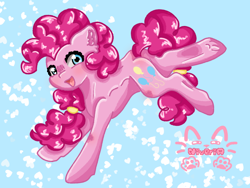 Size: 1024x768 | Tagged: safe, artist:_niveria_, derpibooru import, pinkie pie, earth pony, pony, female, mare, solo, underhoof