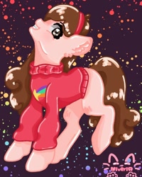 Size: 768x960 | Tagged: safe, artist:_niveria_, derpibooru import, earth pony, pony, clothes, female, gravity falls, mabel pines, ponified, solo