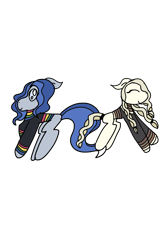 Size: 3000x4500 | Tagged: safe, artist:enperry88, derpibooru import, oc, oc only, oc:rainbow apex, oc:sepia falls, earth pony, pony, 2023 community collab, derpibooru community collaboration, earth pony oc, pony oc, simple background, splatoon, splatoon 3, transparent background