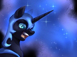 Size: 1600x1200 | Tagged: safe, artist:renka2802, derpibooru import, nightmare moon, alicorn, bust, digital art, portrait, solo